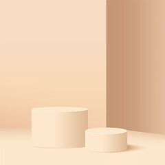 Abstract minimal scene with cylinder podiums. Vector illustration