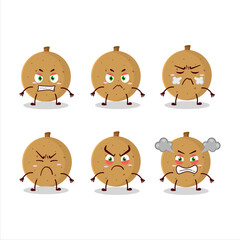 Longan cartoon character with various angry expressions