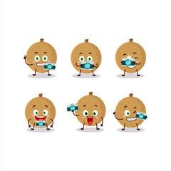Photographer profession emoticon with longan cartoon character