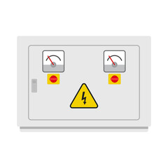 Electrical cabinet cartoon vector. free space for text.