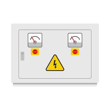 Electrical cabinet cartoon vector. free space for text.