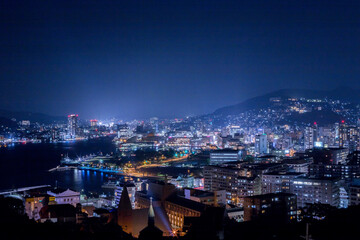 Obraz premium グラバースカイロードからの長崎市街地夜景