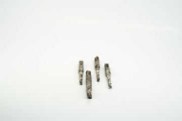 Set of different drills isolated on white background
