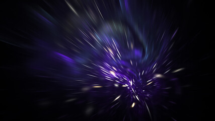 Abstract blue fireworks. Holiday background with fantastic light effect. Digital fractal art. 3d rendering.
