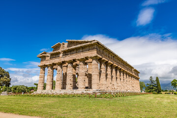 Fototapeta na wymiar The Second Temple of Hera (or Temple of Neptune) in Paestum. Italy