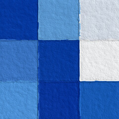 Fototapeta premium Color abstract mosaic with a rough texture background. Blue square pattern on white background. Picture for creative wallpaper or design art work. Backdrop have copy space for text.