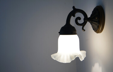 Lights on the walls of the room at night