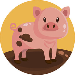 Pig Farming Icon. Vector Illustration
