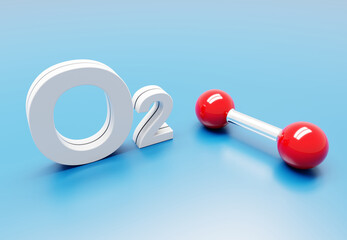 O2 - Oxygen molecule bond symbol on blue background