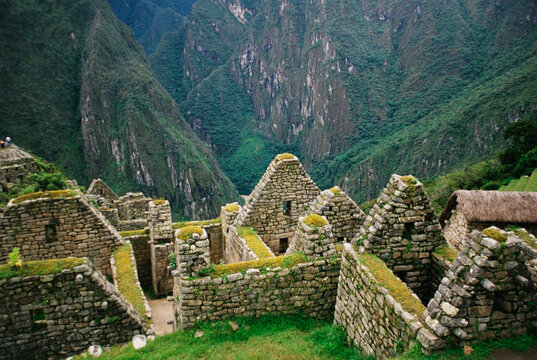 High angle view of an archaeological site, Machu Picchu, Cusco Region, Peru