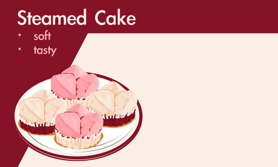 A plate of fortune cake or fa gao on light background. Isolated close up vector illustration.