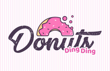 Donut Logo Vector illusration . Design element for restaurant menu illustration or for logotype 