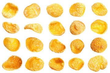 Yellow cornflakes closeup collection