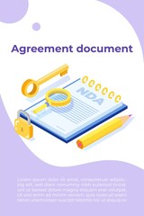 Legal restrictions,  non-disclosure agreement contract or NDA  concept. Vector illustration