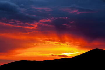 Bright sunset in the mountains