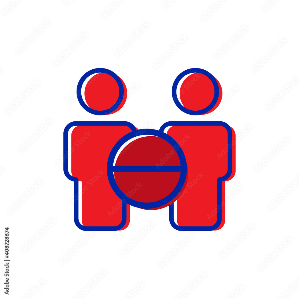 Poster social distancing flat icon. person icon with stop symbol. simple design editable. design template v