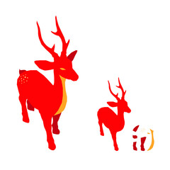 Vector illustration of deer cartoon on white background - 408728837