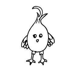 Doodle bird isolated on a white background in cartoon style. Stylized vector bird