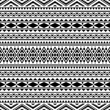 Traditional Ikat aztec ethnic pattern vector in black and white color