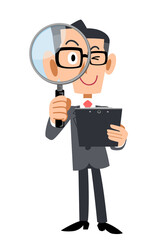 確認するメガネをかけたビジネスマン
