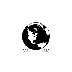 Water icon with globe isolated on white background