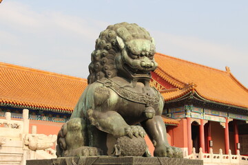 Fototapeta na wymiar Statue at The Forbidden City in China 