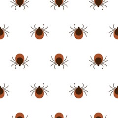 Vector realistic isolated seamless pattern with tick insects for decoration and covering on the white background. Concept of mite insect danger