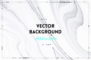 Fluid art texture. Backdrop with abstract iridescent paint effect. Liquid acrylic artwork with flows and splashes. Mixed paints for interior poster. Black, gray and white overflowing colors