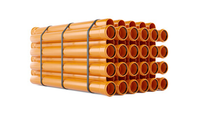 3D illustration, Isolated on white background PVC sewer pipe square pack