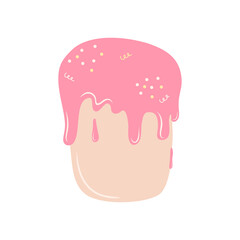 Hand drawn easter cake isolated on a white background. Doodle, illustration in a simple flat style. It can be used for decoration of textile, paper and other surfaces.