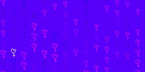 Light Purple vector texture with women rights symbols.