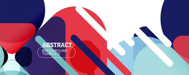 Flat geometric round shapes and dynamic lines, abstract background. Vector illustration for placards, brochures, posters and banners