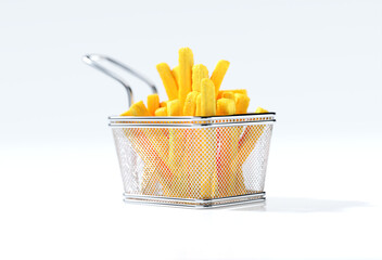 French fries in deep fryer