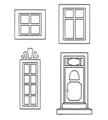 Vector icons set of different types of windows. Vector illustration