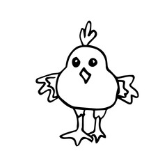 Doodle chicken stylized on a white background isolated. It can be used in seasonal design for Easter, for children's textiles, postcards, notebooks