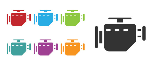 Black Check engine icon isolated on white background. Set icons colorful. Vector Illustration.