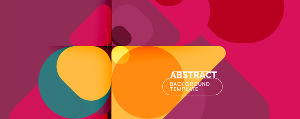 Flat geometric round shapes and dynamic lines, abstract background. Vector illustration for placards, brochures, posters and banners
