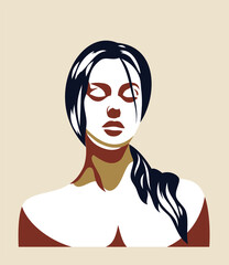Portrait of a girl in the style of minimalism. Modern, bohemian style
