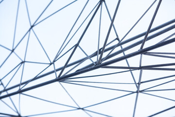 Iron web. Abstract metal construction from thin rods