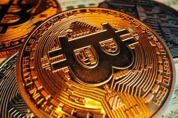 Close up photo of bitcoin crypto currency