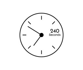 240 seconds Countdown modern Timer icon. Stopwatch and time measurement image isolated on white background