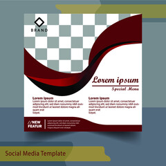 Modern social media template. red color. design template vector