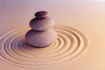 Fotobehang Zen Stenen Stones on sand, japanese meditation zen garden  © fotofabrika
