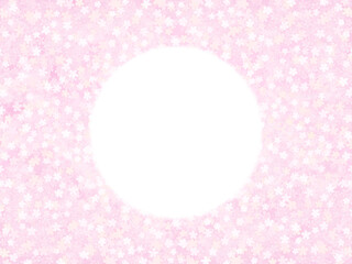 Fototapeta na wymiar ピンクの桜背景と丸フレーム