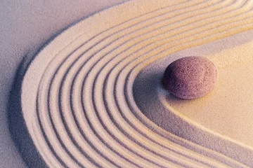 Papier peint photo Beige Meditation zen garden with stones on sand  © fotofabrika