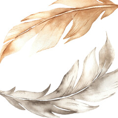 Fototapeta na wymiar Watercolor background of bird feathers. Perfect for printing, web, textile design, various souvenirs and other creative ideas.