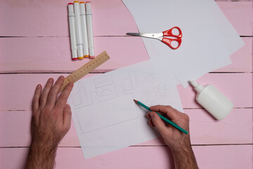 Step 2. DIY Children's Easter craft bunny with an egg. Easter craft paper step by step instructions...
