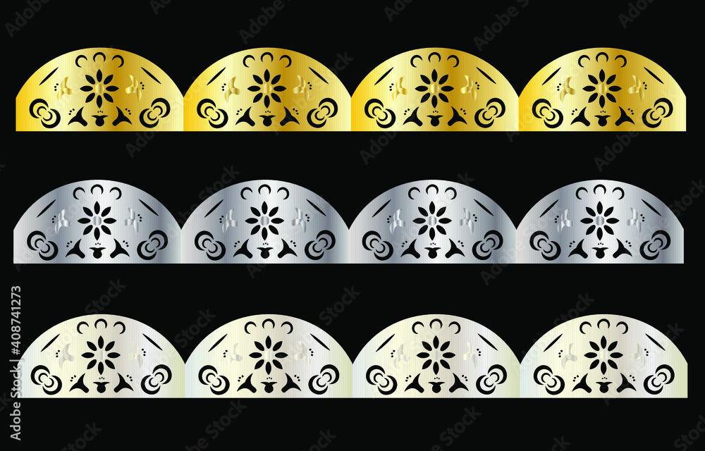 Aufkleber set of repeating decorative border horizontally. vector illustration.