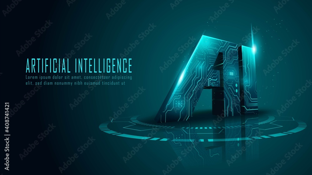 Fototapete 3d ai circuit in futuristic concept suitable for future technology artwork , responsive web banner
