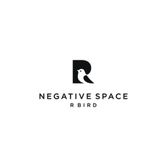 negative space bird letter R logo vector with solid color - obrazy, fototapety, plakaty